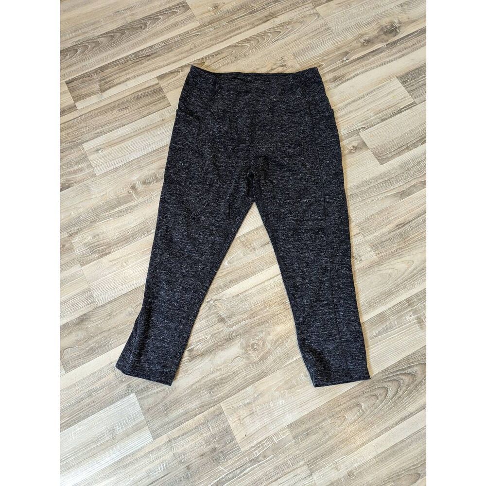 Athletic Works Womens Medium Leisure Stretch Pull On Leggings Pants Cropped Gray